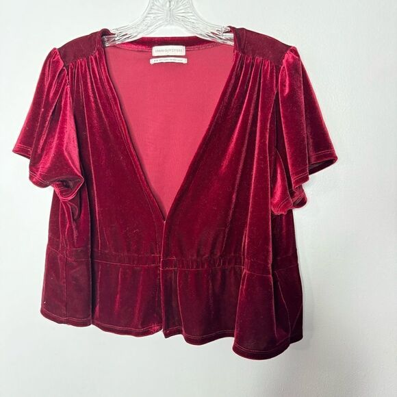 Urban Outfitters Tops - Urban outfitters red velvet cardigan size medium